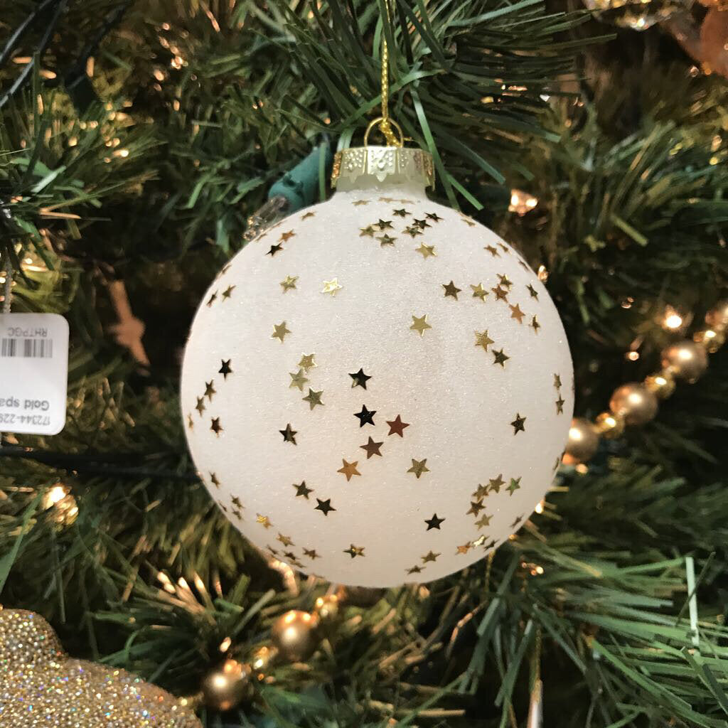 Ornament, Frosted Glass with Gold Stars