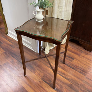 Mahagany end tables with glass