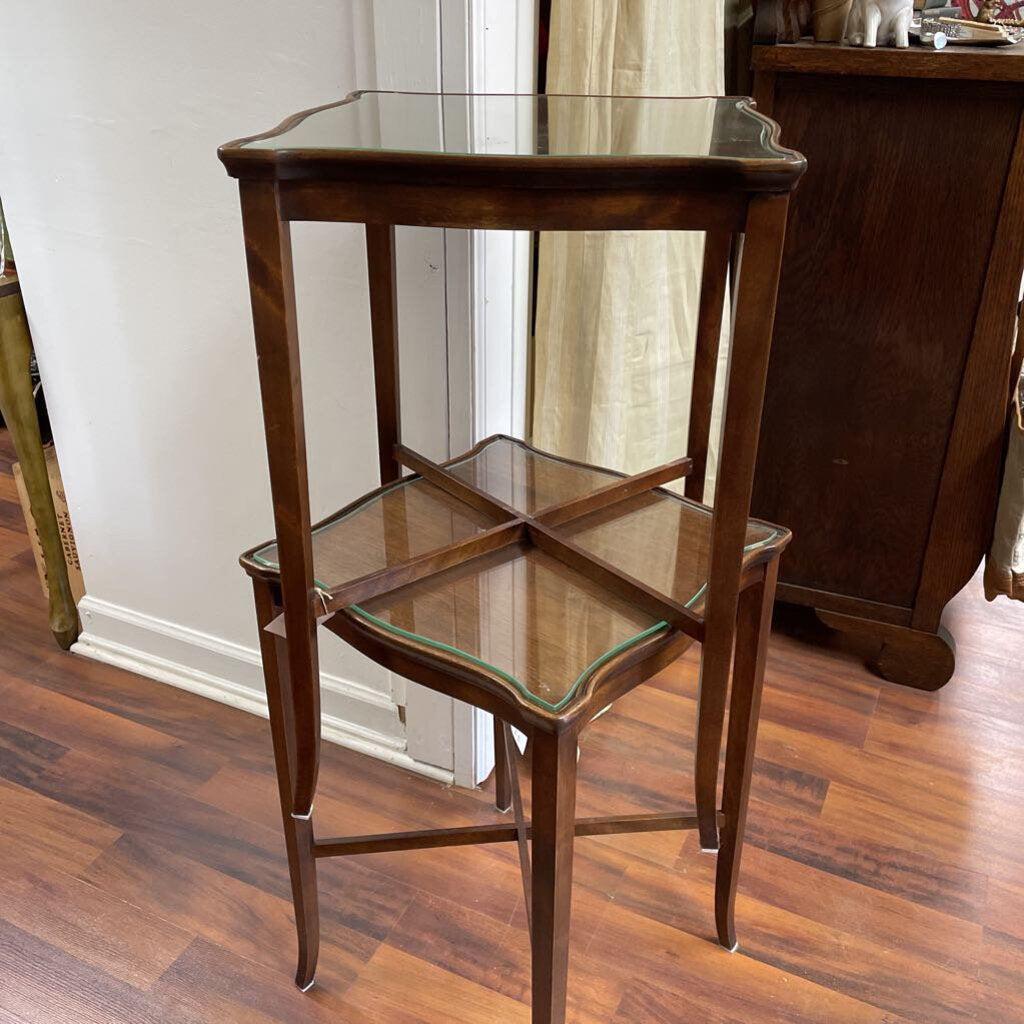 Mahagany end tables with glass