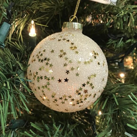 Ornament, Tiny Glass Spheres with Gold Stars